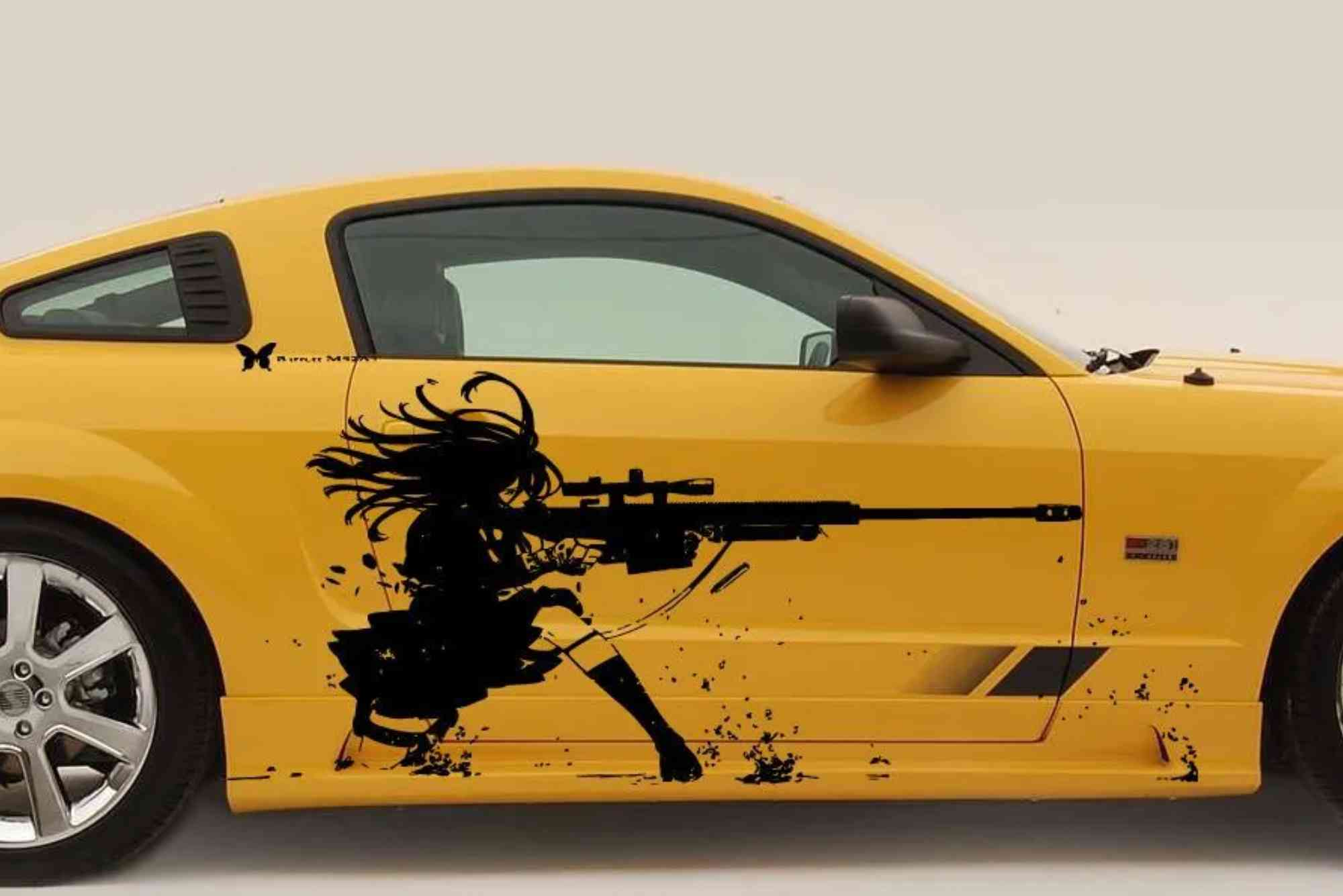Yellow Car Sticker Design
